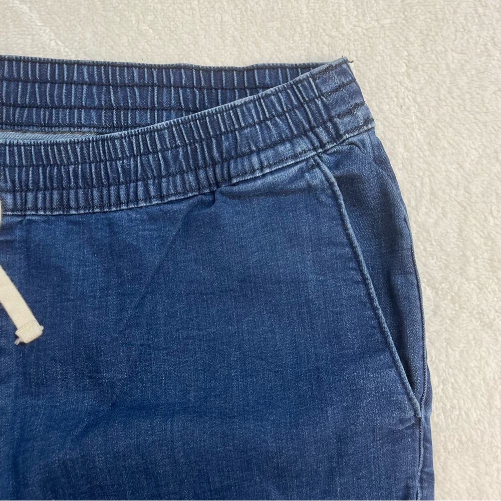 Women's Blue Cropped Jeans Pull On Elastic Waist 3X Plus Size Capris Denim - Picture 3 of 5